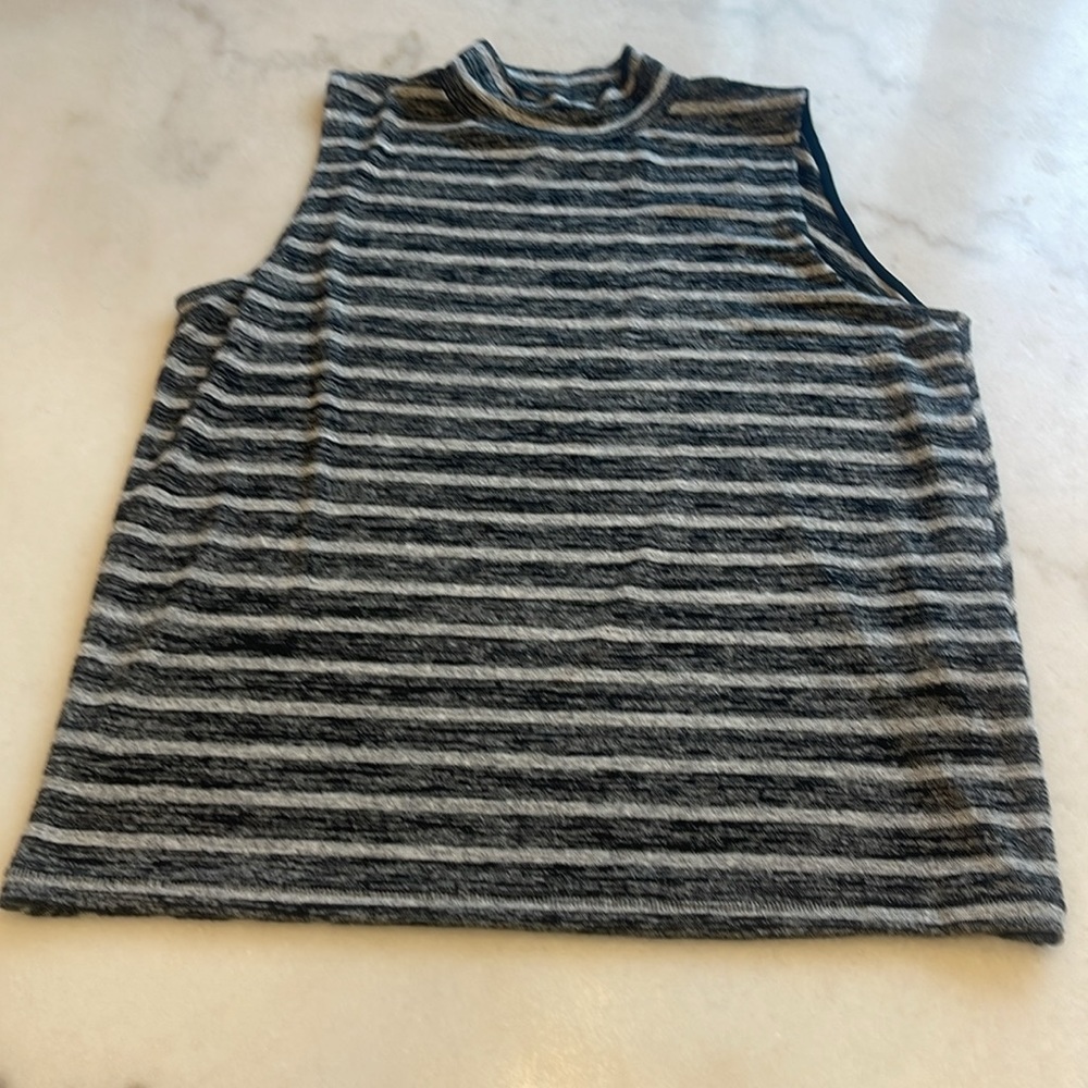 NWOT RAG & BONE GRAY STRIPE MOCK NECK SLEEVELESS TOP. M - Picture 7 of 9